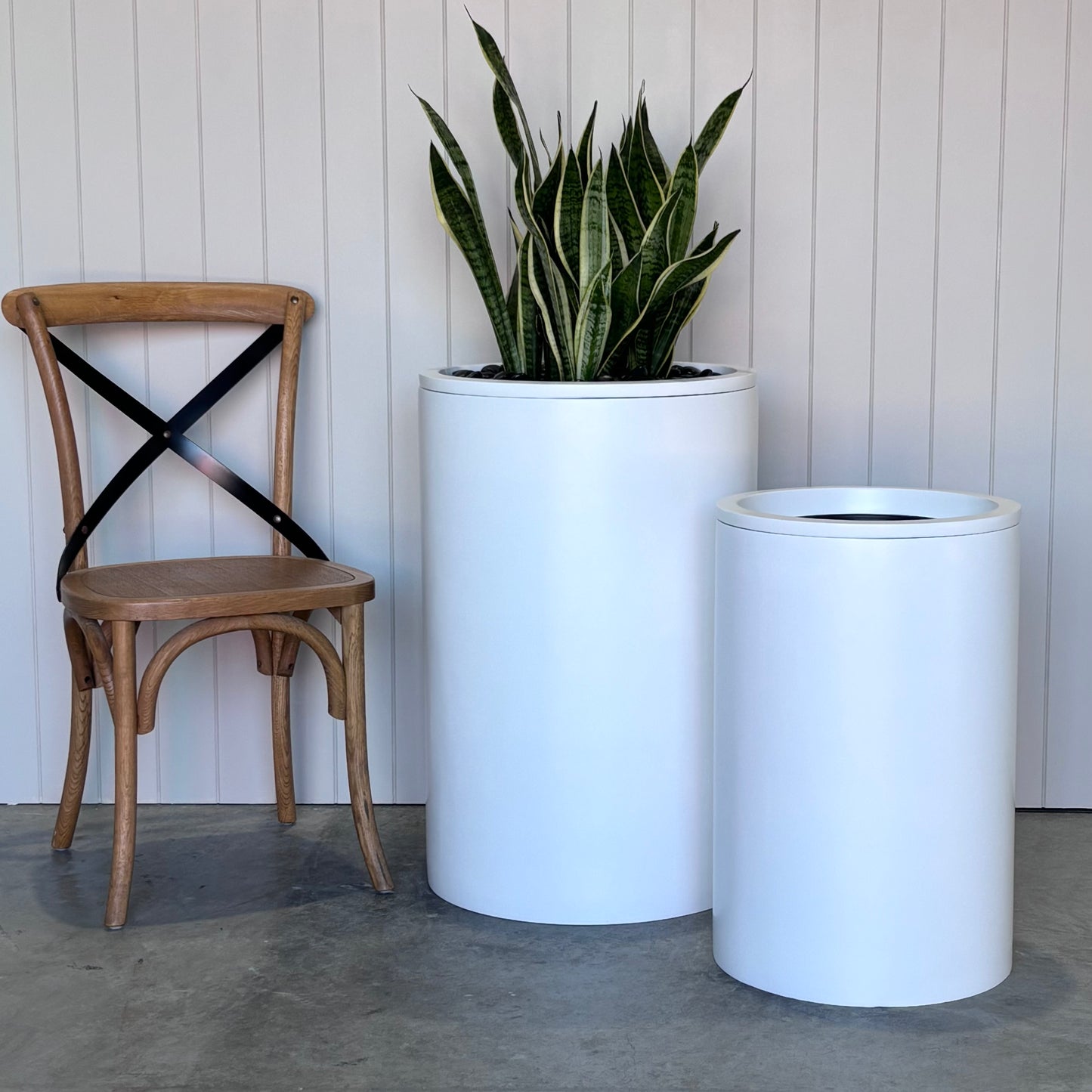 Tall Cylinder Pot • White